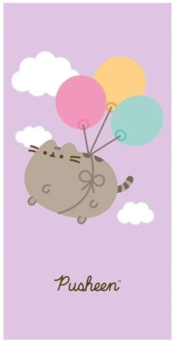 TDI Pusheen Flying Balloons Bathroom Towel, Kids Bath Sheet for Bath, Sport, Swimming Pool, Beach 100% Cotton Machine Washable for Boys, Kids, Children 140cmx70cm