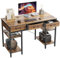 CubiCubi 120 x 50 cm Computertisch mit Stoffschubladen und Ablageflächen, Kleiner Schreibtisch fürs Büro zu Hause, Schreibtisch fürs Arbeitszimmer, moderner, Schlichter Schreibtisch, Braun