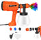 VickyHome Farbsprüher Farbroller Mit 1000ML Tank, 400W Sprühpistole Farbsprühsystem Farbspritzpistole, 32000RPM Geschwindigkeit,Max 800ML/Min, 3 Düsen((1.0mm/1.8mm/2.5mm), 3 Spritzmuster