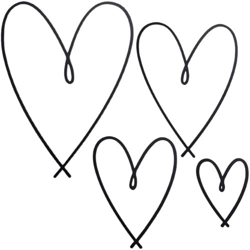 GORGECRAFT 4 Stück 4 Größen Metallherz Wandkunst Minimalistisches Liebeszeichen Aus Schwarzem Stahl Herzen Wanddekoration Hängende Skulpturen Ornament Für Schlafzimmer Wohnzimmer Büro Zuhause Hochzeit