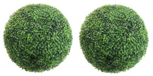Zhildmosin Artificial Boxwood Topiary Balls, 50 cm, Set of 2, Green Decorative Spheres for Garden, Patio and Home Décor