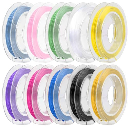 10 Rolls Bracelet String, Elastic String Thread Bracelet Cord, Polyester Cord Bracelets Rope for DIY Bracelets, Necklace and Macrame (10 Colors)