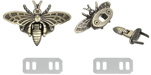 sourcing map 2Pcs Bee Turn Lock Clasp, 1.85 x 1.22 Zinc Alloy Closures Lock Fasteners Purse Twist Clip Clasp for Handbag Leather Bag Making, Bronze