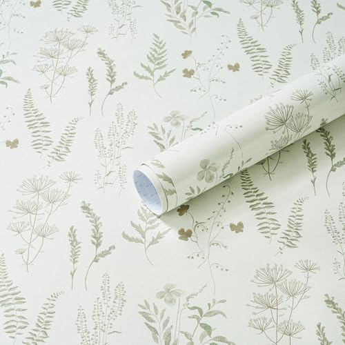 Timeet 44x300cm Selbstklebende Tapete Blatt Grün Möbelfolie Selbstklebend Vinyl Klebefolie Wandpapier Wasserdichte Klebetapete für Schlafzimmer Wohnzimmer Küche Wand Möbel