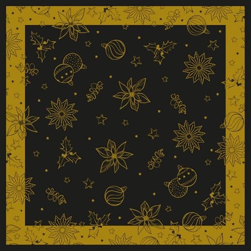 Mank Airlaid Tischdecke Milan, 20 Stück, 80 x 80 cm, hochwertige Einwegtischdecke Weihnachten, Festliche Mitteldecke für Tische, ideal für Weihnachtsfeiern und Winterfeste (Schwarz-Gold)