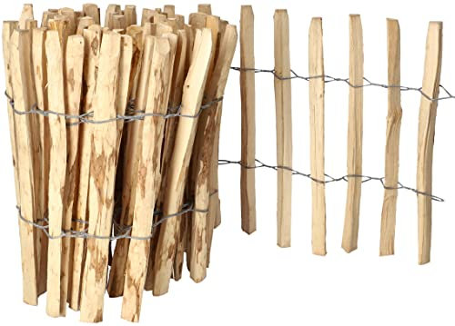 KOTARBAU® Recinzione a bastoncini, 5 m, in doghe di nocciola, per piante e prato, 50 cm, recinzione di castagno in legno di nocciola, distanza tra bastoni 3-4 cm