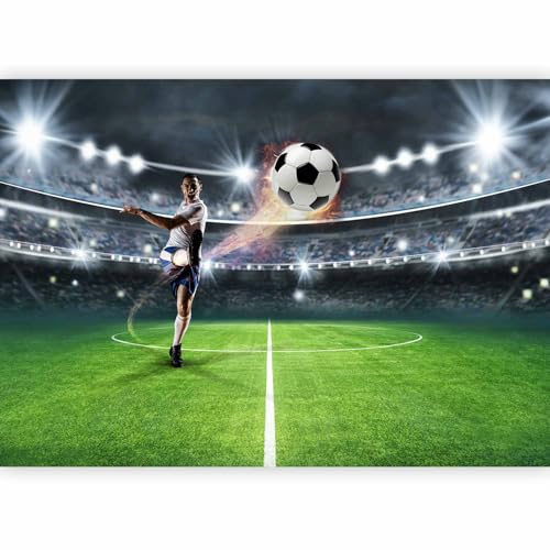 murando Photo Wallpaper Football 400x280 cm / 158x110 Non-Woven Premium Art Print Fleece Wall Mural Decoration Poster Picture Design Modern Stadion Footballer Football Pitch Sport i-C-10043-a-a