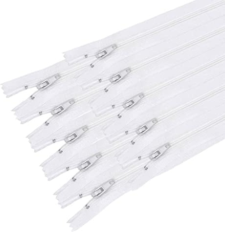 MARARDI [Packung 10] Reißverschlüssen [Weiß] Nylon [20 cm] Nähen und Basteln zum Kleidung Taschen Stoff für Nähmaschine Patchwork Plastik Baumwolle Zipper mit Metallreißverschluss