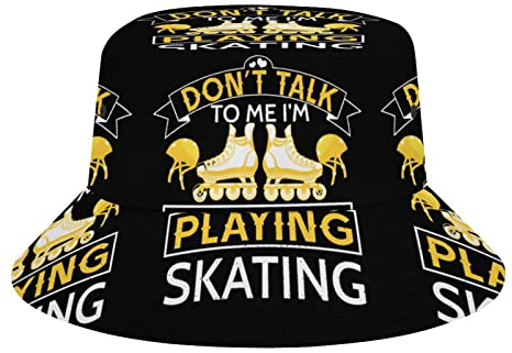 Don't Talk to Me I'm Playing Skating Bucket Hat Sommerhüte für Damen Herren, Unisex Strand Sonnenhut Outdoor Sports Travel Hat