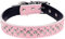 Serijoars Strass Hundehalsband für Kleine Mittlere Große Hunde, Einstellbar Glitzernd Kristall Weich Echtes Leder Bling Hundehalsbänder (M, Rosa)