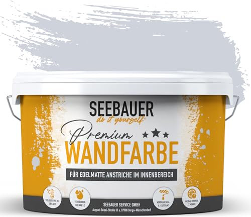 SEEBAUER diy Wandfarbe Lila 5L für Innen (No. 911 Magic Lavender) Edelmatte lila Innenfarbe - Violetttöne sehr hohe Deckkraft - Matt, Abwaschbar und Tropffrei
