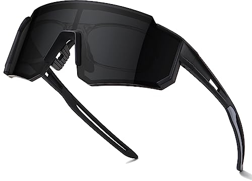 suoso Sportbrille-Sonnenbrille Herren-Damen-Fahrradbrille-Sunglasses men-Polarisiert-UV400-Damen-Ski Sonnenbrille-Schnelle Brille Rave-Radfahren-Fahrrad-Angeln-Rennrad brille 4-Schwarz grau