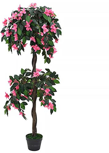 Homgoday Plante Artificielle de Rhododendron avec Vase 155 cm Vert et Rose