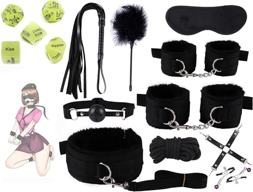 WreGmgg 𝙎𝙚 ̣ 𝙭𝙏 Σ 𝙮𝙨 Multifunktions-10-teiliges Set Aus Schwarzem Nylon Mit 5 Leuchtenden Würfeln, EIN Vielseitiges Heimbedarf