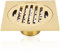 Shower Drain Kit, Brass Bathroom Floor Drain Set with Removable Strainer Cover Square Anti Clogging Floor Drain Gold Shower Drain Hair Catcher for Shower Drain Water Draining Supplies