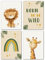LAVEMA Bilder Kinderzimmer Deko | Babyzimmer Poster Safari Tiere | Poster A4 ohne Bilderrahmen | Wandbilder Jungen | Kinderzimmer Wanddeko Tierbilder