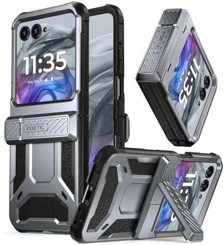POETIC Spartan Schutzhülle für Motorola Moto Razr 50 2024, Standfunktion, Scharnierschutz, 6,8 m militärische Falltestung, robuste, stoßfeste Schutzhülle mit Ständer, metallisches Rotguss