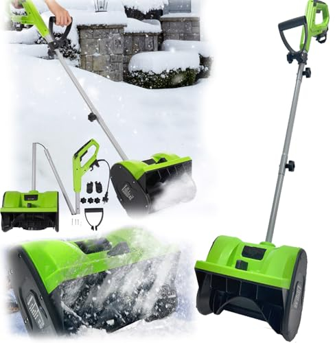 Sopladores Nieve, 1200W Barredora Nieve Soplador Eléctrico Barredora 220V Exteriores Dirección Lanzamiento Nieve Ajustable Mango 180 ° 3500 Rpm Distancia Máxima Lanzamiento 8M 32cm Ancho Barrido Nieve
