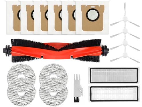 Spofan Accesorios para Xiaomi X20+/X10+ Plus, para Dreame L10s Ultra/L10 Ultra/L10 Prime Robot Aspirador, 1 Cepillo Central, 4 Cepillos Giratorio, 2 Filtros, 4 Paños de Fregado, 6 Bolsas