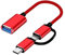 CTCOIJRN 2 in 1 USB 3.0 OTG Adapter Type C M1cro USB to USB 3.0 Adapter Cable OTG Convertor Fit Compatible Gamepad Flash Disk Type-C OTG USB Cable(Rot)
