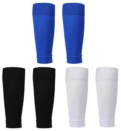 3 Paar Stutzen Fußball, Fussball Stutzen Trainingssocke für Fußball Basketball, Fussball Socken für Jugendliche (DE/NL/SE/PL, Alphanumerisch, Einheitsgröße, Regular, Regular, Schwarz,Weiß,Blau)