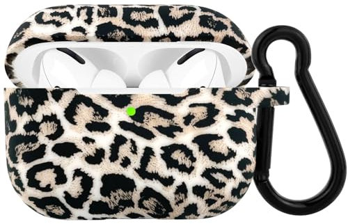 Custodia per AirPods Pro 2 e AirPods Pro Motivo Leopardato in Silicone Antiurto con Portachiavi Custodia Protettiva Antiurto Estetica Carinaper per Ragazze e Donne Leopardo Nero