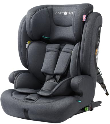 Cozy N Safe Hudson i-Size Car Seat 76-150cm, ISOFix & Top Tether (Slate) | Top Tether, 5 Point Harness, Forward Facing High Back Booster, Side Impact Protection, Adjustable Headrest, 15 Mnths - 12 Yrs