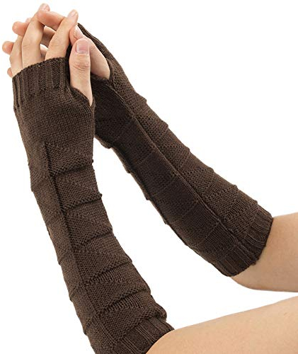 Amorar Armstulpen Winter Fingerlose Handschuhe Damen Gestrickte Armwärmer Stulpen lang Handstulpen Fausthandschuhe Pulswärmer