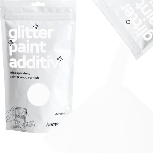 Hemway Glitter Paint Additive - White Iridescent | Microfine Metallic Flakes for Adding Sparkle to Paints & Wood Varnish | Add to Emulsion, Acrylic & Latex for Indoor Sparkly Walls | 100 g