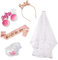 Annhao Addio Nubilato Decorazione, Sposa di Essere Bride to be Satin Sash Giarrettiera Sposa Cerchietto Tiara e Velo Sposa Matrimonio, Occhiali Rosa con Il Pettine per Hen Feste Notte, 5pcs