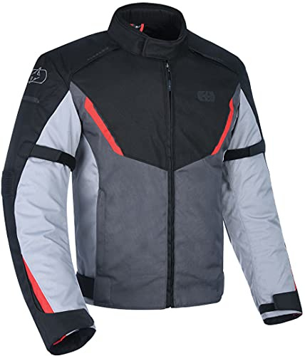 Oxford Men's Delta 1.0 Motorcycle Jacket, Black/Grey/Red, L