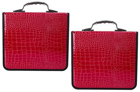 Healifty 2 Pcs CD DVD Media Storage Case Large 400-Capacity PU Leather Bag Wallet Allbum Holder Pouch for Car Home Office Travel Red