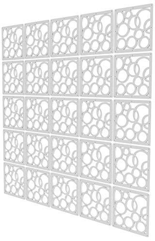 25 Pcs Raumteiler DIY - 147x147cm - Weiß Trennwand Raumteiler Hängend Kreis Raumtrenner Sichtschutz für Badezimmer Badewanne Küche Schränke Türen