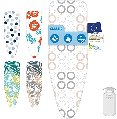 LaundrySpecialist Copri asse da stiro Premium Classic 2 strati - Extra permeabile al vapore - Taglia L/XL MAX. 52 x 140 cm - Include uno strato di schiuma da 3 mm - Vestibilità perfetta