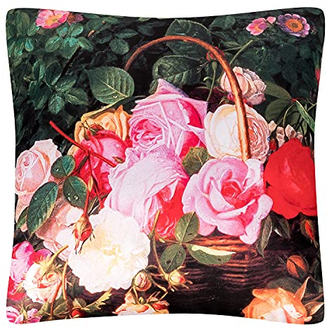 VON LILIENFELD Kissen Kunst Motiv William Hammer Korb mit Rosen Dekokissen 40 x 40 cm Sofakissen Deko Haus Wohnzimmer Kissenbezug mit Füllung beidseitig Bedruckt