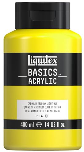 Liquitex 8870314 Basics - peinture acrylique, peinture artistique monopigmentée, résistante à la lumière, qualité archive, finition satinée, pot de 400 ml - Jaune De Cadmium Clair Imitation