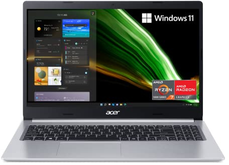 Acer Laptop Aspire 5 A51545R8K1 Slim | IPS Full HD de 15,6 Pulgadas | Procesador móvil AMD Ryzen 7 5700U OctaCore | Gráficos AMD Radeon | DDR4 de 8 GB | SSD NVMe de 512 GB | WiFi 6 | KB