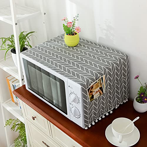 Microwave Dust Proof Cover,Microwave Oven Accessory Protective Cover Microwave Oven Cover Dust-Proof Covers Hood Home Decor Microwave Anti-Oil Towel,Grey Arrow