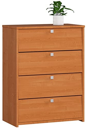 AKORD Scarpiera con 4 Ripiani per Scarpe e 4 Ante a ribalta | Ribaltabile per Scarpe | Ripiano per Scarpe Chiuso | Contenitore per Scarpe | L60 x H80 x P33 cm, Peso 29 kg | Colore: Ontano