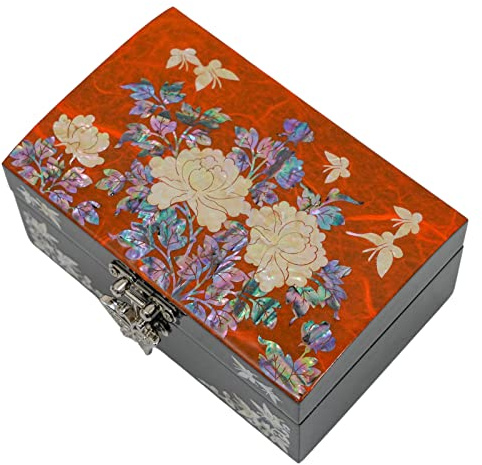 February Mountain Mother of Pearl Small Jewelry Box with mirror lid, Jewelry Storage Organizer for Earring, Necklace, Rings, Bracelet & Accessories Gift ideas for women who have everything