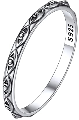 ChicSilver 2mm breit Silber Auge von Horus Ring 925 Silber Fingerring in Ringgröße 54 Damen Mädchen Knöchelring Partnerring für Mama Freundin
