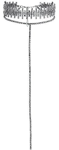 Banemi Choker Mädchen, Zarte Halskette Zirkonia-Stange Edelstahl Silber Choker für Täglichen Gebrauch, Cosplay 31cm