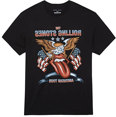 The Rolling Stones T Shirt USA Tour Eagle Band Logo Nouveau Officiel Unisex Noir
