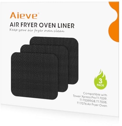 Aieve Air Fryer Liners for Tower, 3 PCS Non-Stick Baking Tray Mat, Air Fryer Accessories Compatible with Tower Xpress Pro T17039, T17039RGB, T17038, T17076 11L Oven