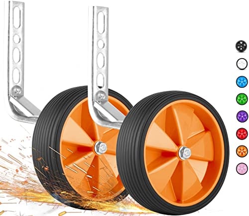 PROMETHEUS BICYCLES Stützräder Kinderfahrrad | Stützrad Kinderfahrrad | Fahrrad Stützräder 12 Zoll 14 Zoll 16 Zoll 18 Zoll für Kinder universal - stabile Stahlkonstruktion mit Gummi-Reifen (Orange)