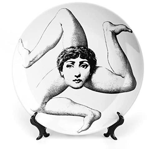 Lina Cavalieri - Piatto decorativo Fornase, da appendere alla parete, con staffa e speciale gancio a molla, stile 7,1 cm