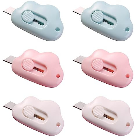 Tadipri 6 Pezzi Mini Taglierini Tascabili Mini Taglierino Retrattile Taglierino Per Buste Taglierino Per Cancelleria Assicurazione Retrattile Per Buste Carta (Rosa Blu Bianco)