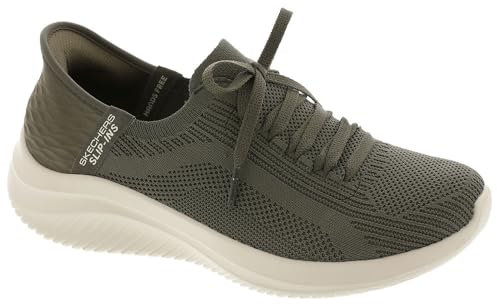 Skechers Zapatillas sin Cordones Ultra Flex 3.0 Brilliant Path para Mujer, para calzar sin Usar Las Manos, Verde -Oliva, 37 EU