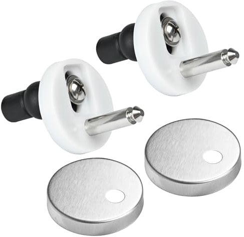 2 Pack Toilet Seat Fixings, Toilet Seat Hinges Fixings, Quick Release Toilet Seat Hinges, Toilet Fixing Kit with Spare Expanding Rubber Screws Nuts Bolts for WC Toilet Blind Holes