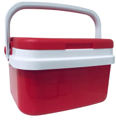 KROWN - Nevera Portátil Térmica, Rojo y Blanco, Polipropileno, Ideal para Actividades al Aire Libre, Camping en el Jardín, Barbacoas, Picnic, Playa. Capacidad 10 L.